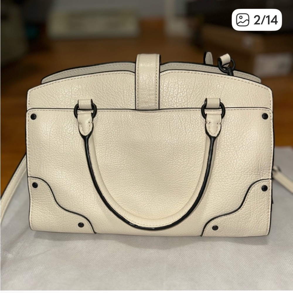 Coach Pebbled Leather Satchel Bag in Cream - Picture 2 of 4